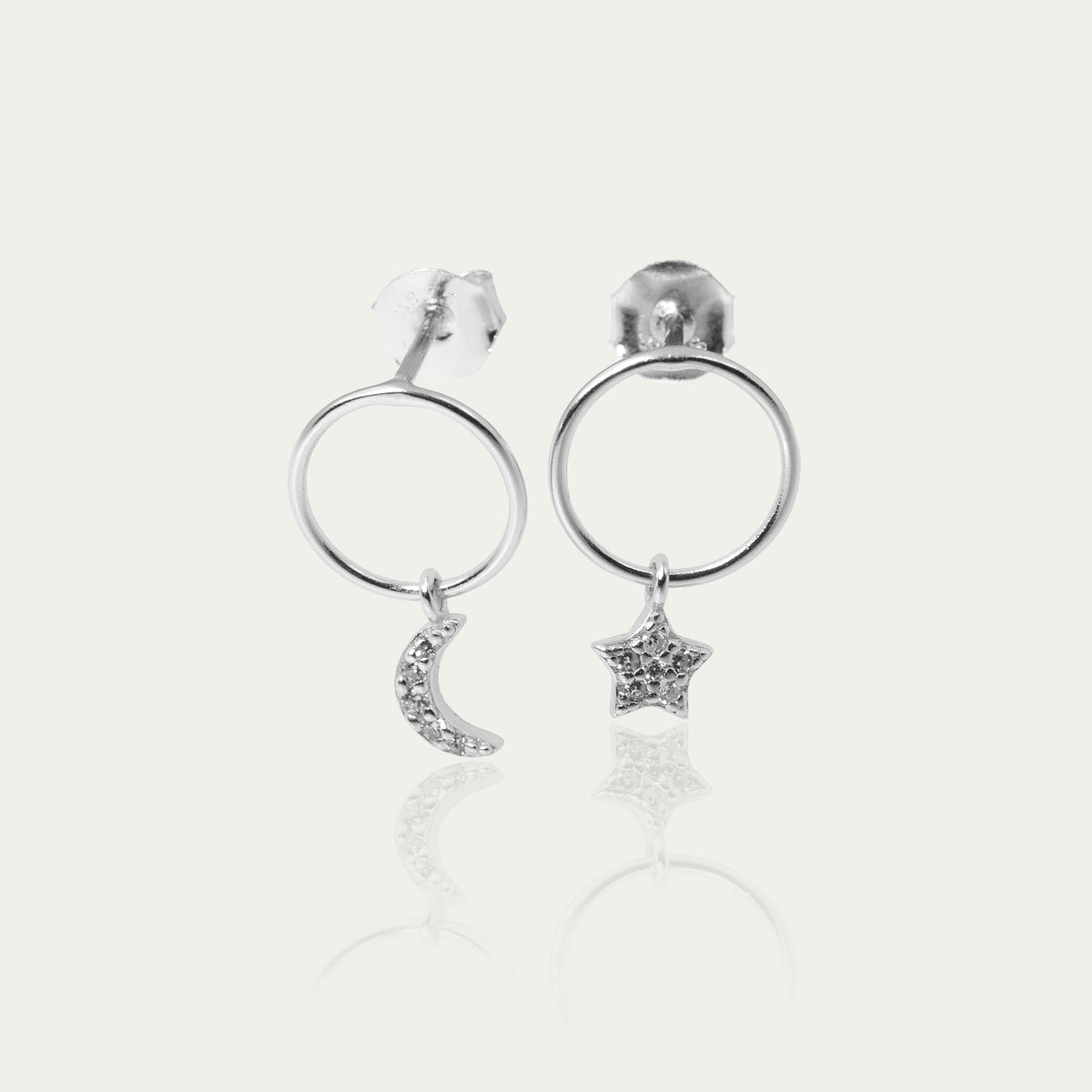 Ohrstecker Mond und Stern – 925 Sterling Silber | Sucre Fine Jewelry