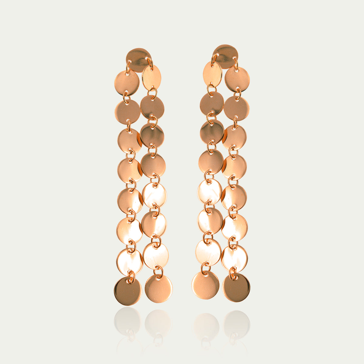 Ohrhänger Mini Coin Double – 925 Sterling Silber 18K Roségold vergoldet | Sucre Fine Jewelry