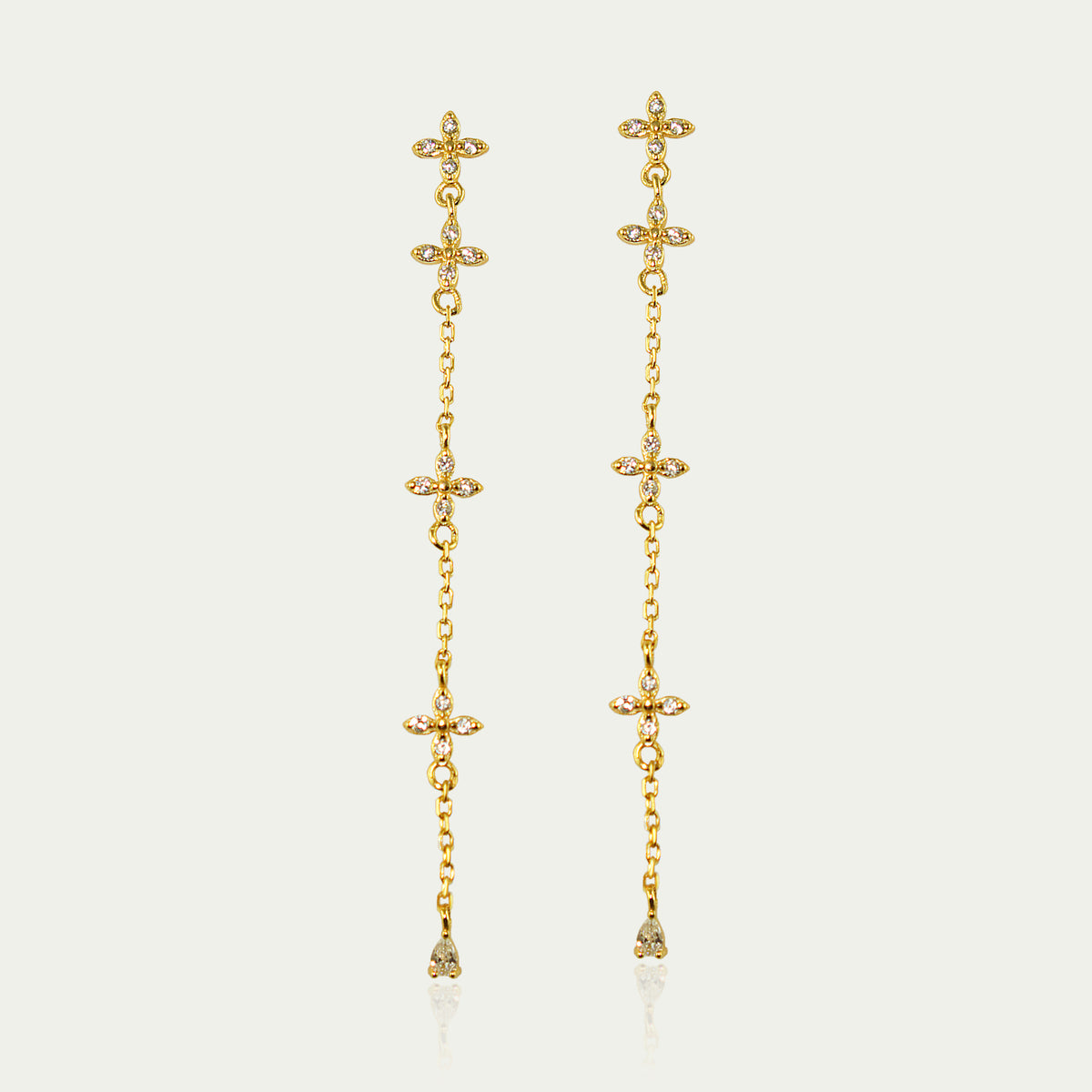Ohrhänger Shiny Mini Clover – 925 Sterling Silber 18K Gelbgold vergoldet | Sucre Fine Jewelry