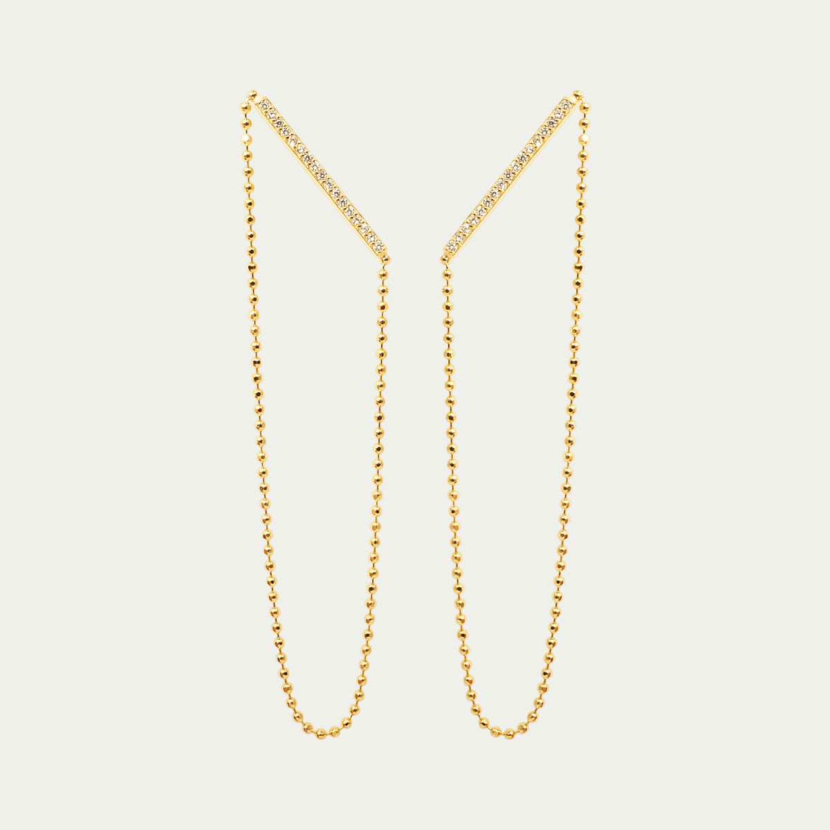 Ohrhänger Bar Chain mit Zirkonia – 925 Sterling Silber 18K Gelbgold vergoldet | Sucre Fine Jewelry