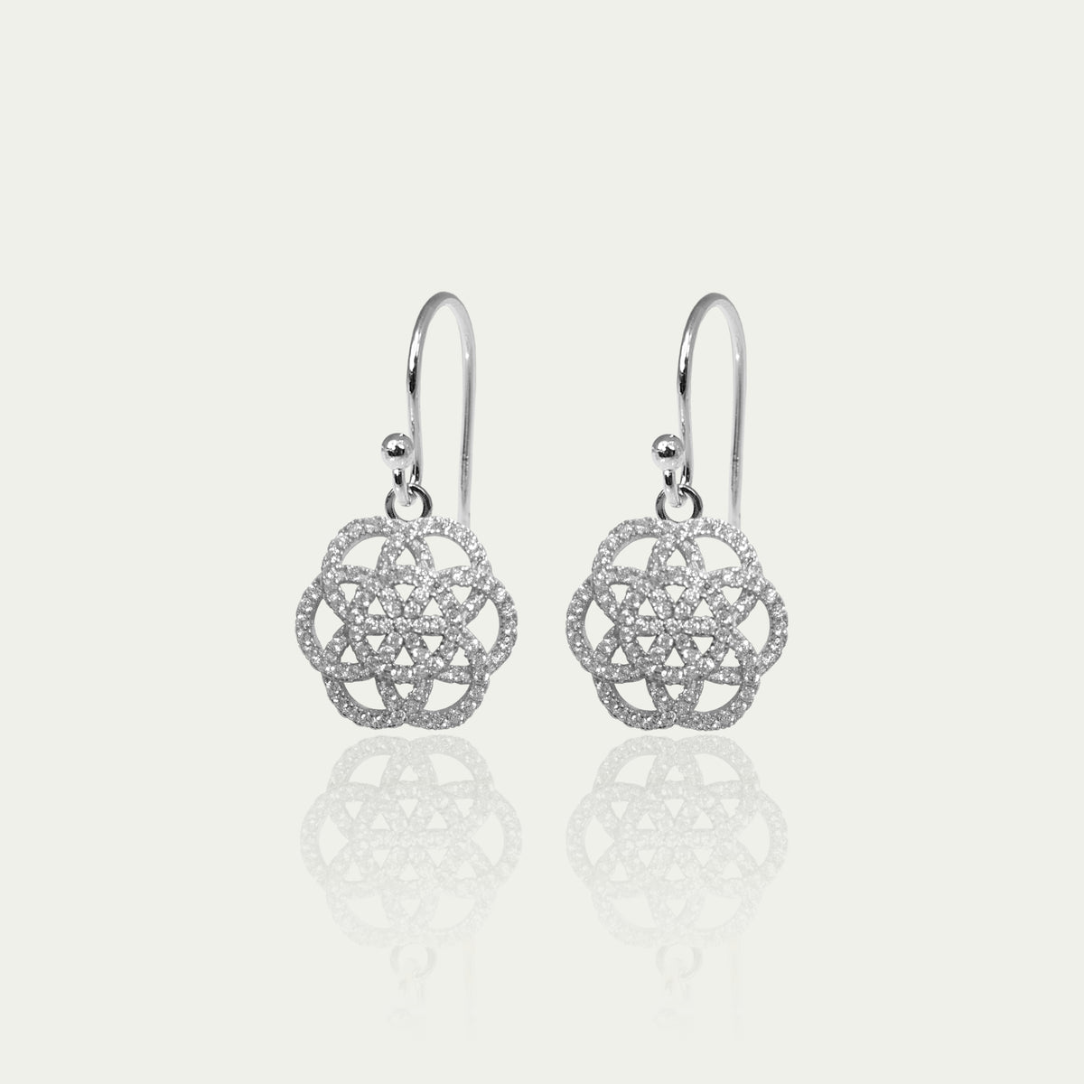 Ohrhänger Lebensblume mit Zirkonia – 925 Sterling Silber | Sucre Fine Jewelry