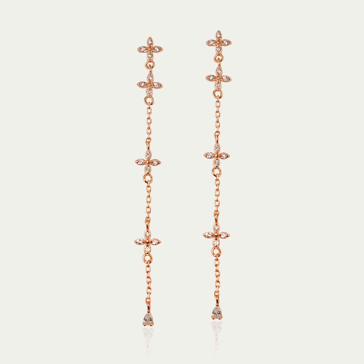 Ohrhänger Shiny Mini Clover – 925 Sterling Silber 18K Roségold vergoldet | Sucre Fine Jewelry