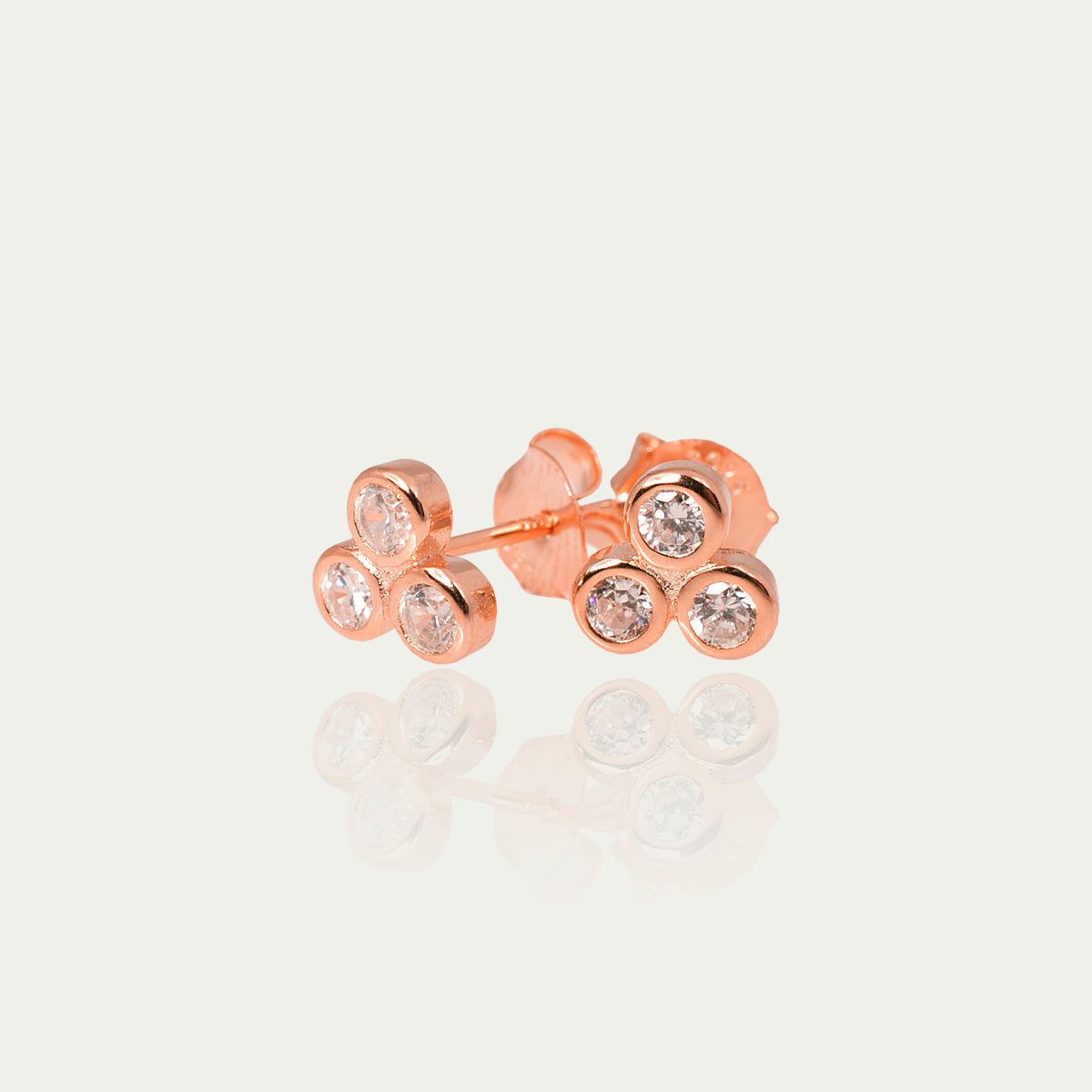 Ohrstecker mit 3 Zirkonia Crystal – 925 Sterling Silber 18K Roségold vergoldet | Sucre Fine Jewelry