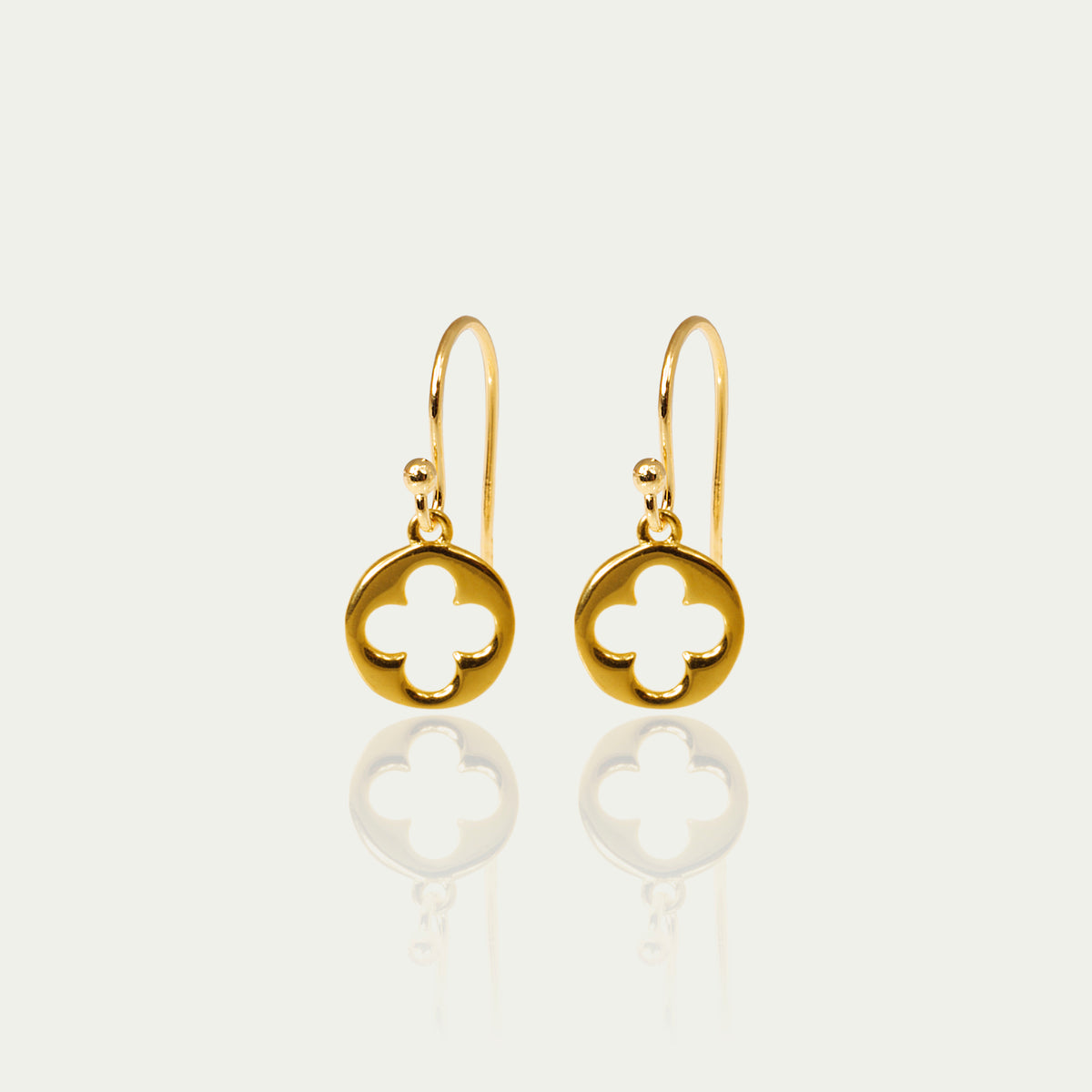 Ohrhänger Disc Clover – 925 Sterling Silber 18K Gelbgold vergoldet | Sucre Fine Jewelry