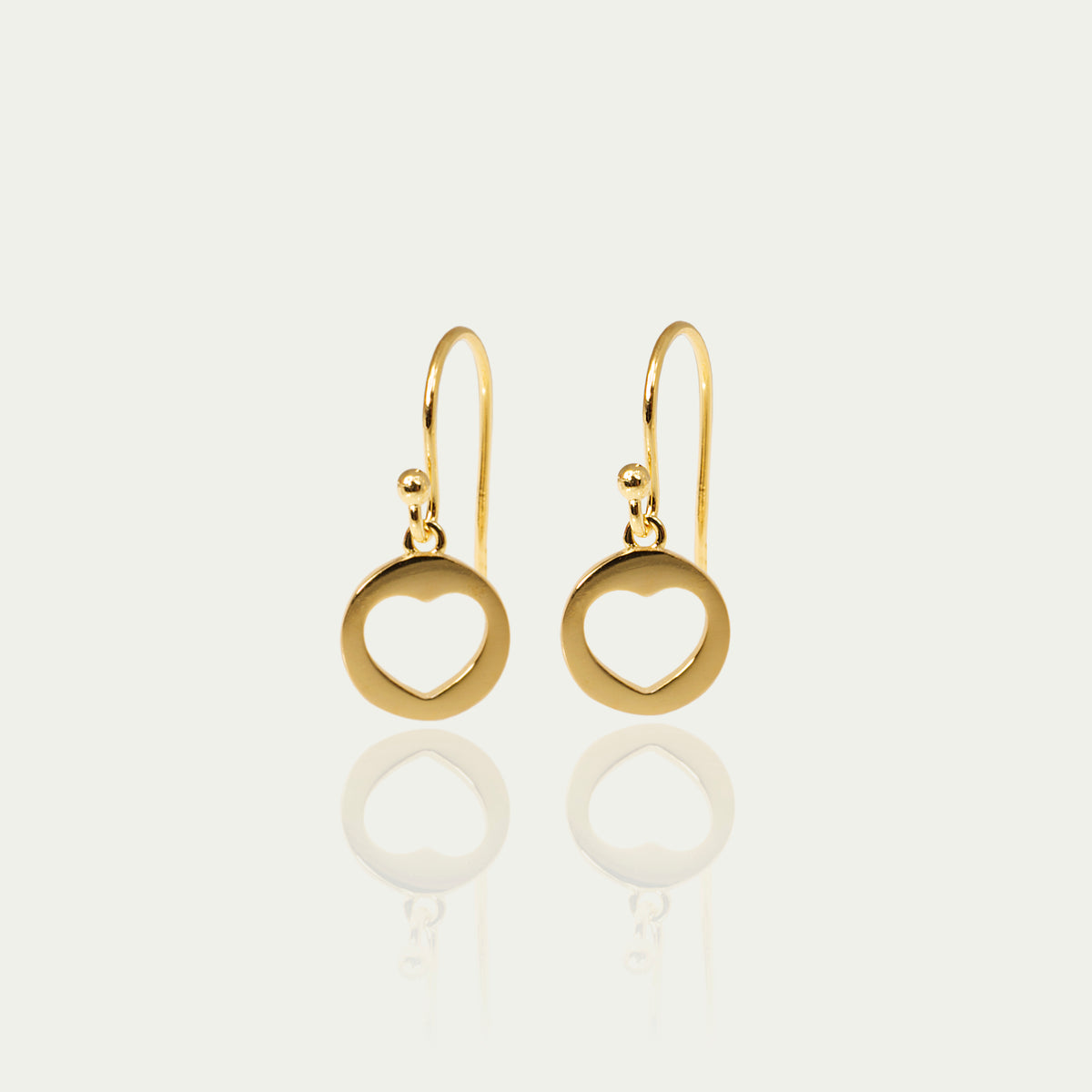 Ohrhänger Disc Heart – 925 Sterling Silber 18K Gelbgold vergoldet | Sucre Fine Jewelry