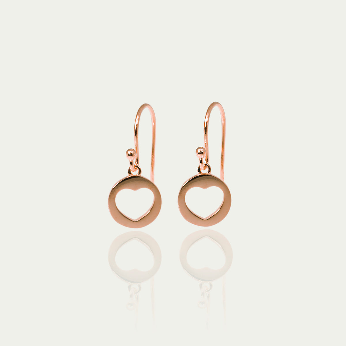 Ohrhänger Disc Heart – 925 Sterling Silber 18K Roségold vergoldet | Sucre Fine Jewelry