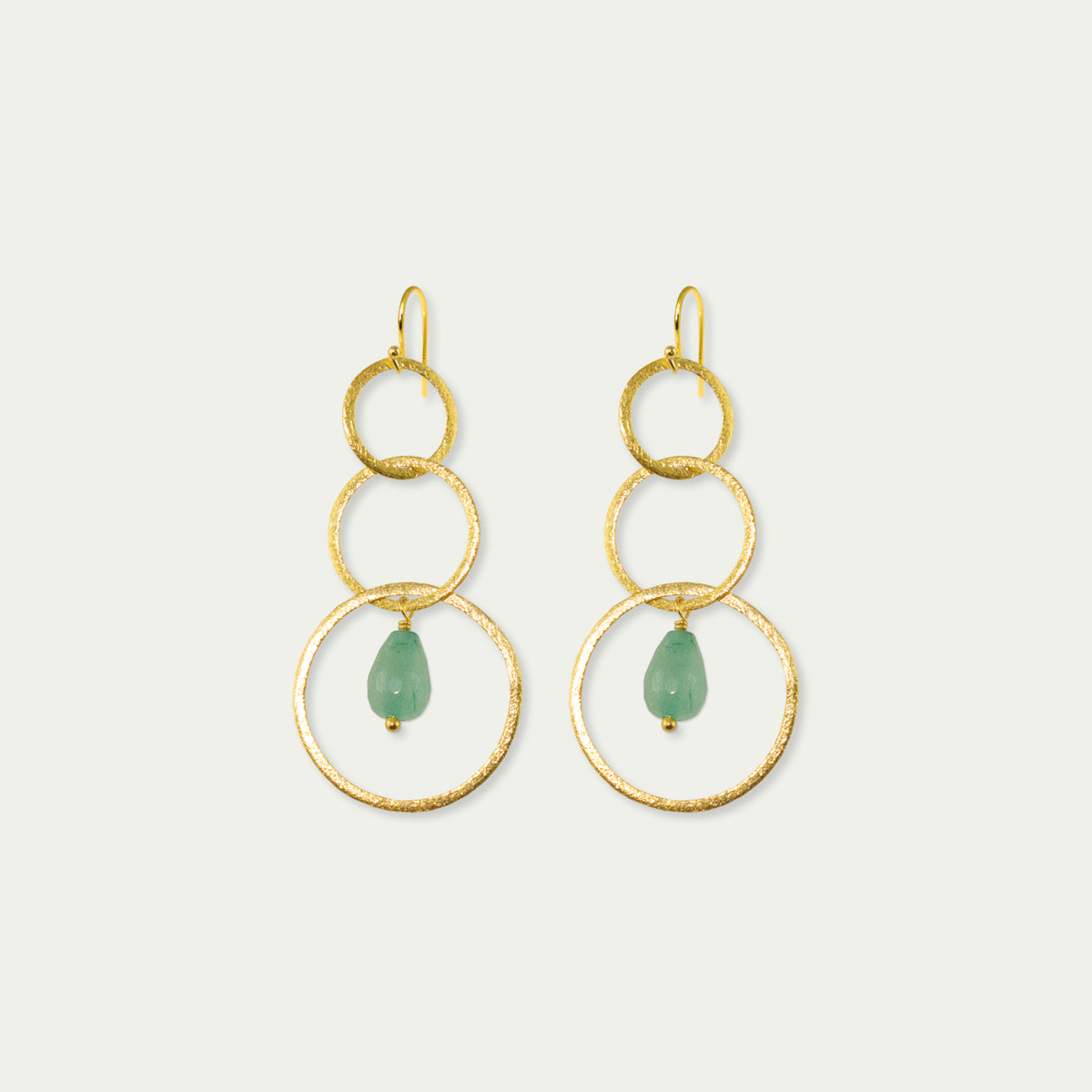 Ohrhänger Circles mit kleinem Edelstein – 925 Sterling Silber 18K Gelbgold vergoldet | Sucre Fine Jewelry