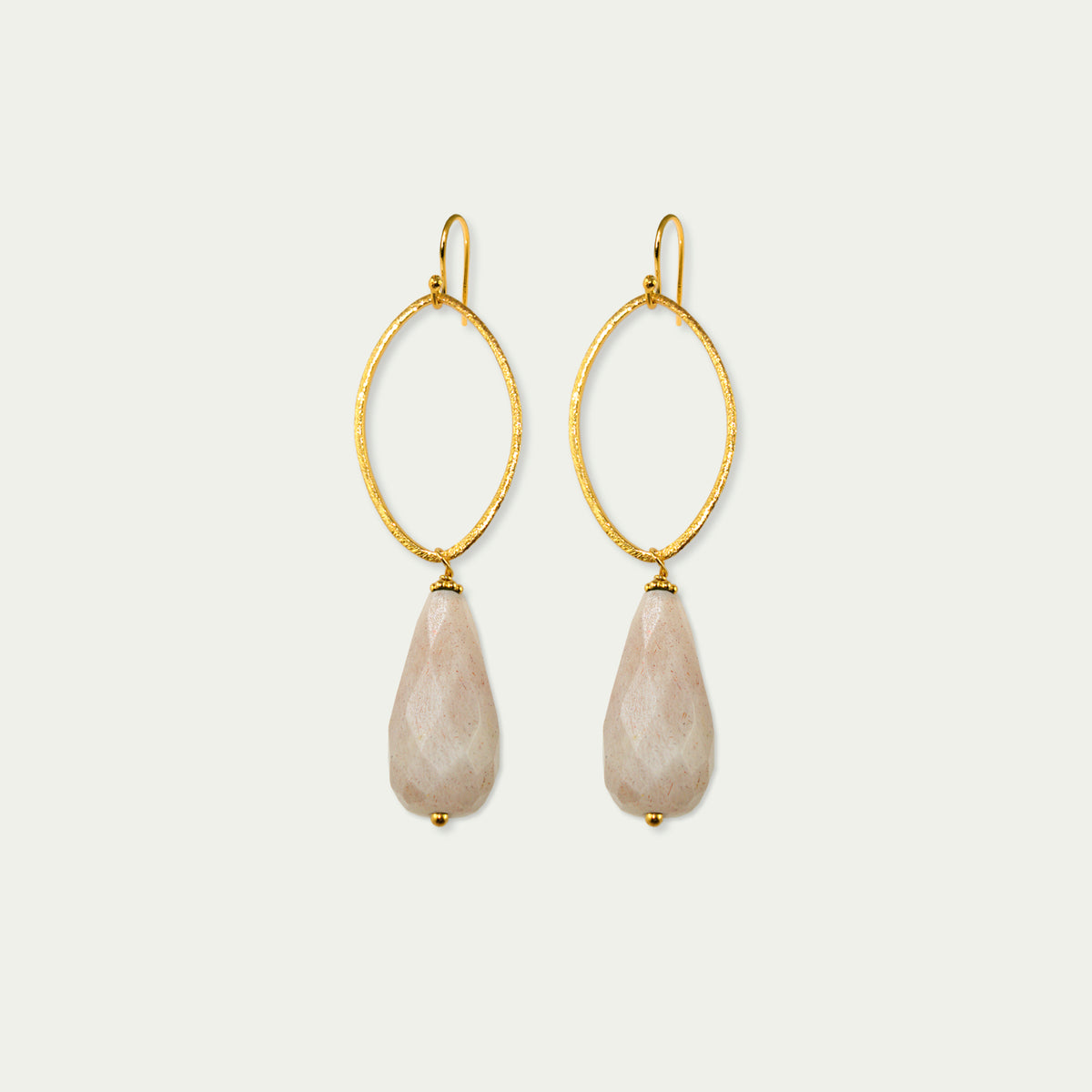 Ohrhänger Blatt mit Edelsteintropfen – 925 Sterling Silber 18K Gelbgold vergoldet | Sucre Fine Jewelry