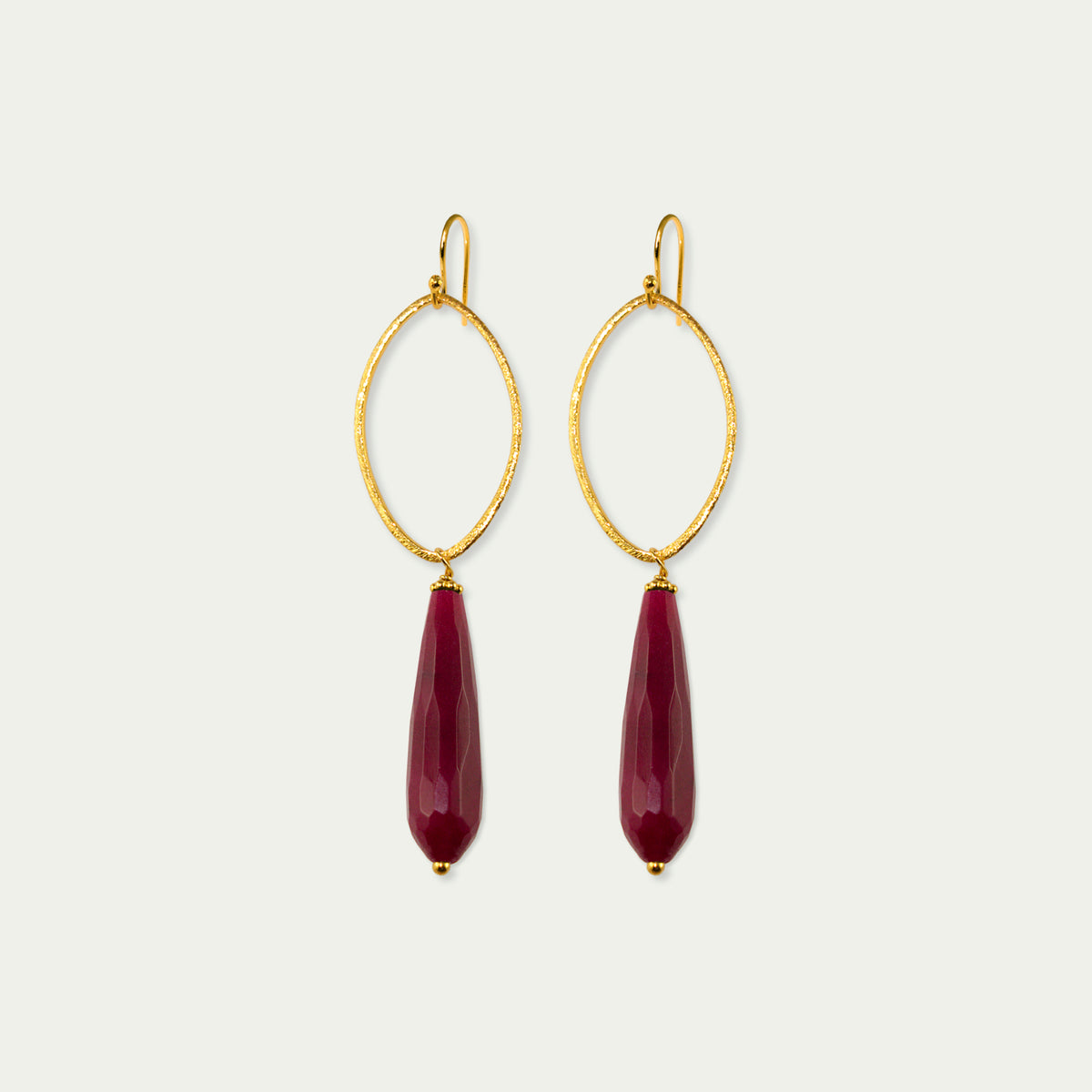 Ohrhänger Blatt mit Edelsteintropfen – 925 Sterling Silber 18K Gelbgold vergoldet | Sucre Fine Jewelry
