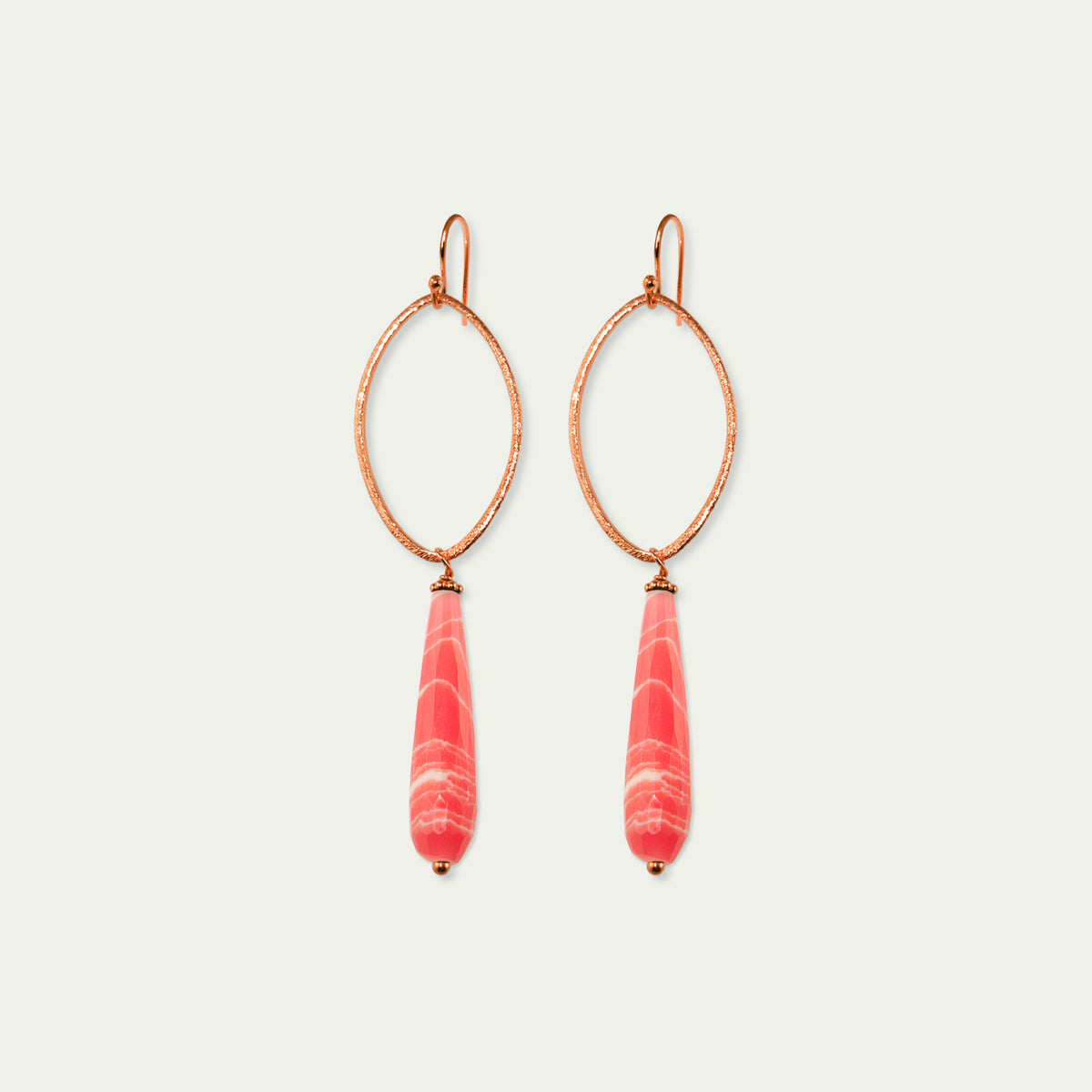 Ohrhänger Blatt mit Edelsteintropfen – 925 Sterling Silber 18K Roségold vergoldet | Sucre Fine Jewelry