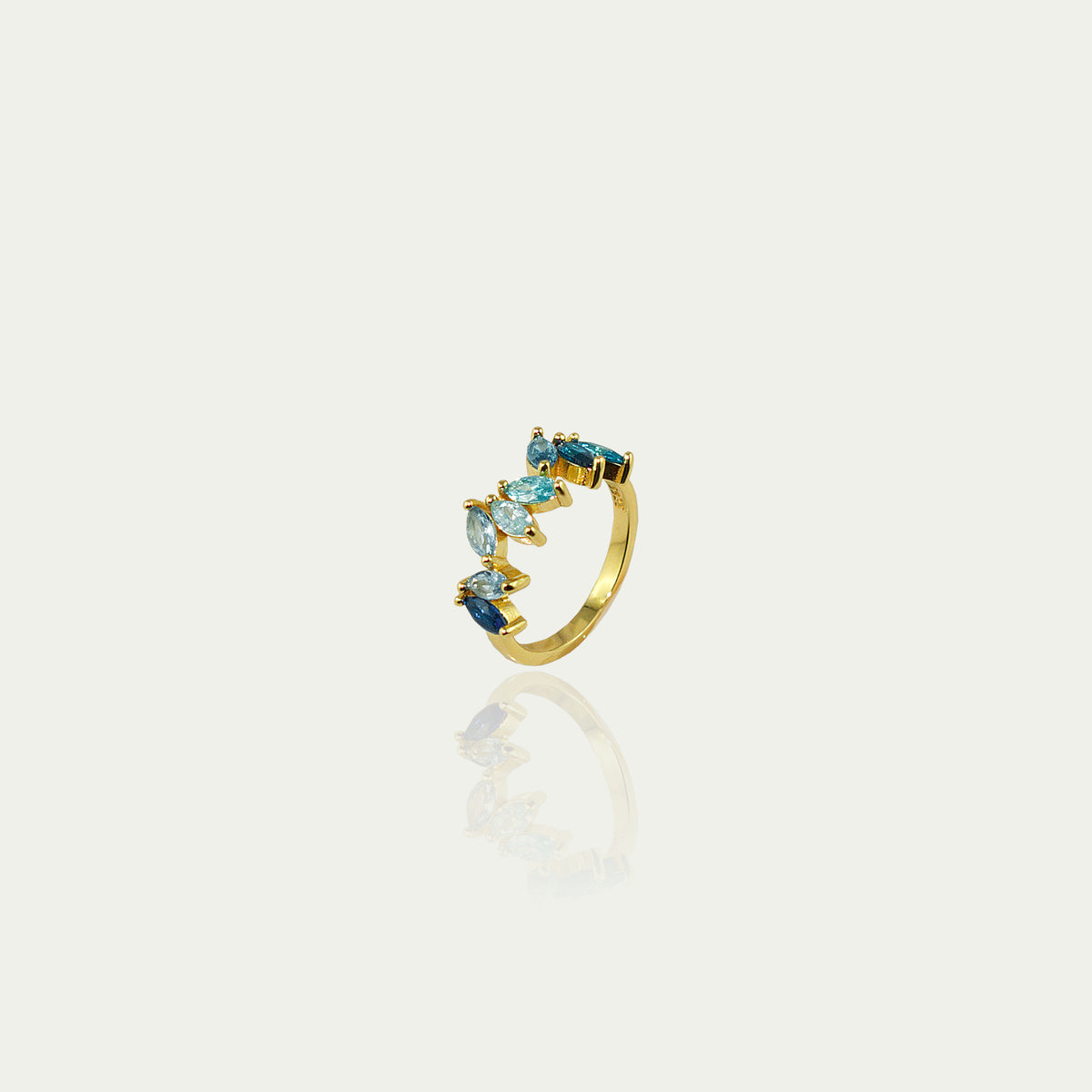 Ring Colorfull Flower Blautöne – 925 Sterling Silber 18K Gelbgold vergoldet | Sucre Fine Jewelry
