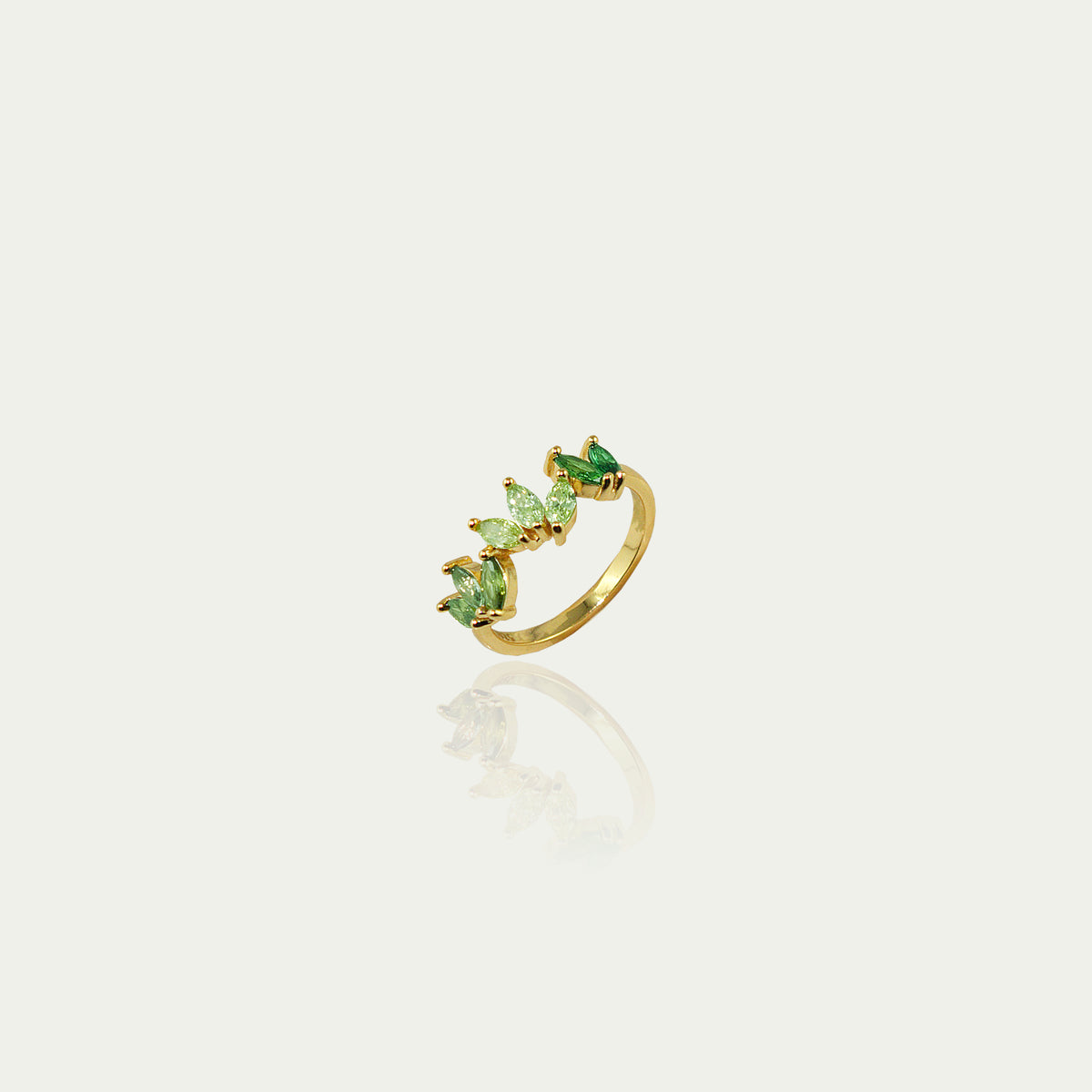 Ring Colorfull Flower Grüntöne – 925 Sterling Silber 18K Gelbgold vergoldet | Sucre Fine Jewelry