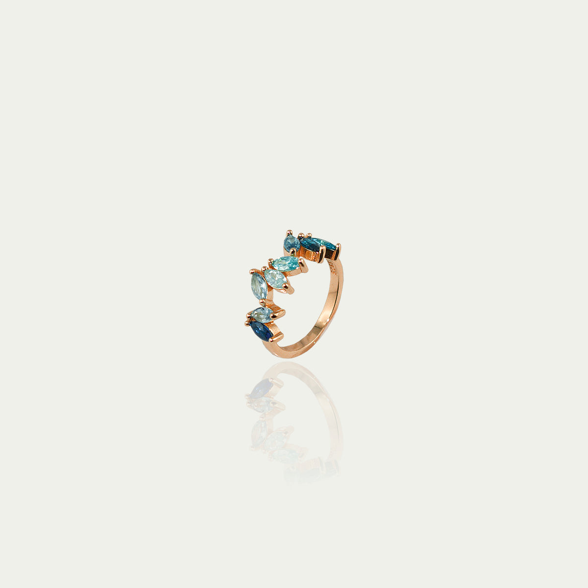 Ring Colorfull Flower Blautöne – 925 Sterling Silber 18K Roségold vergoldet | Sucre Fine Jewelry