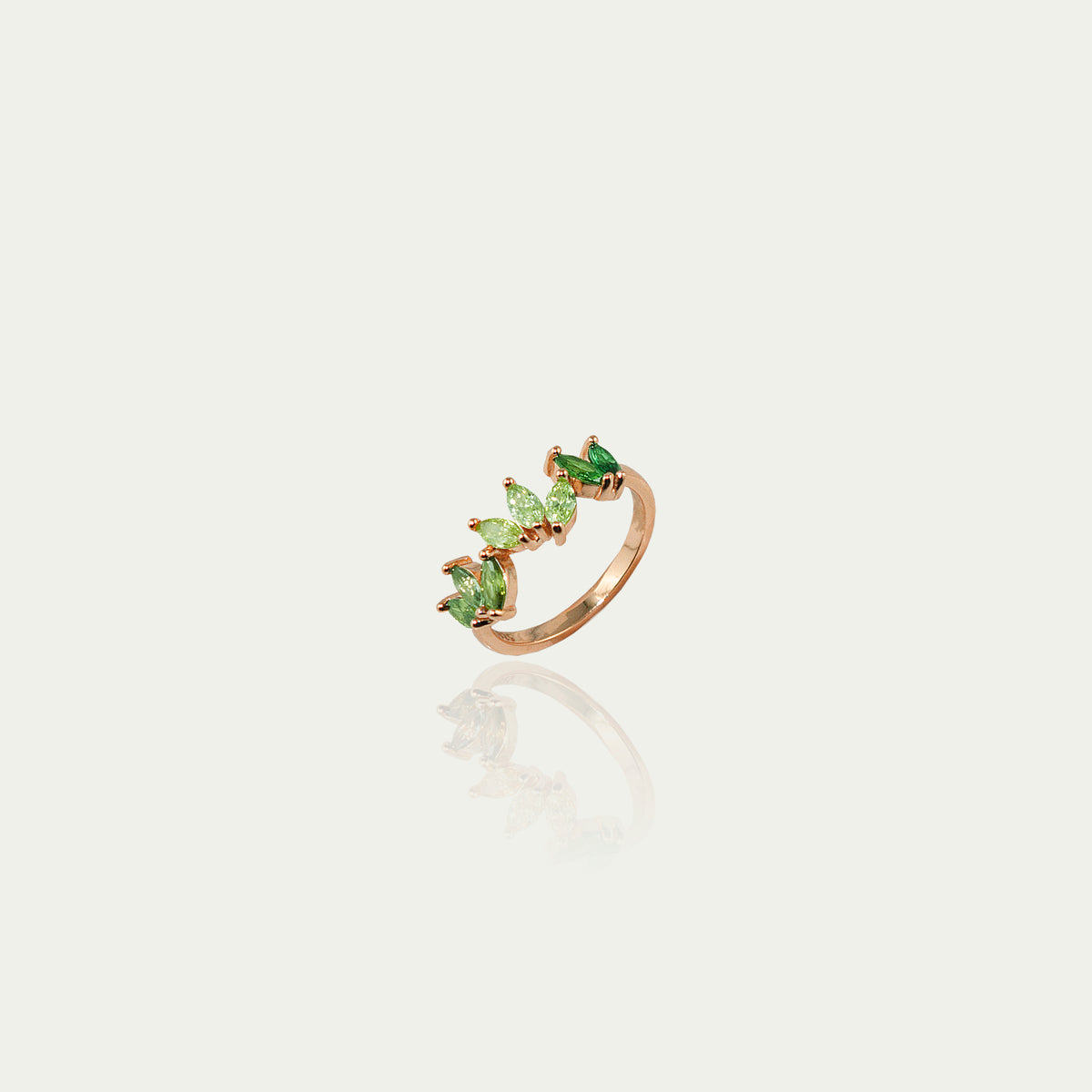 Ring Colorfull Flower Grüntöne – 925 Sterling Silber 18K Roségold vergoldet | Sucre Fine Jewelry