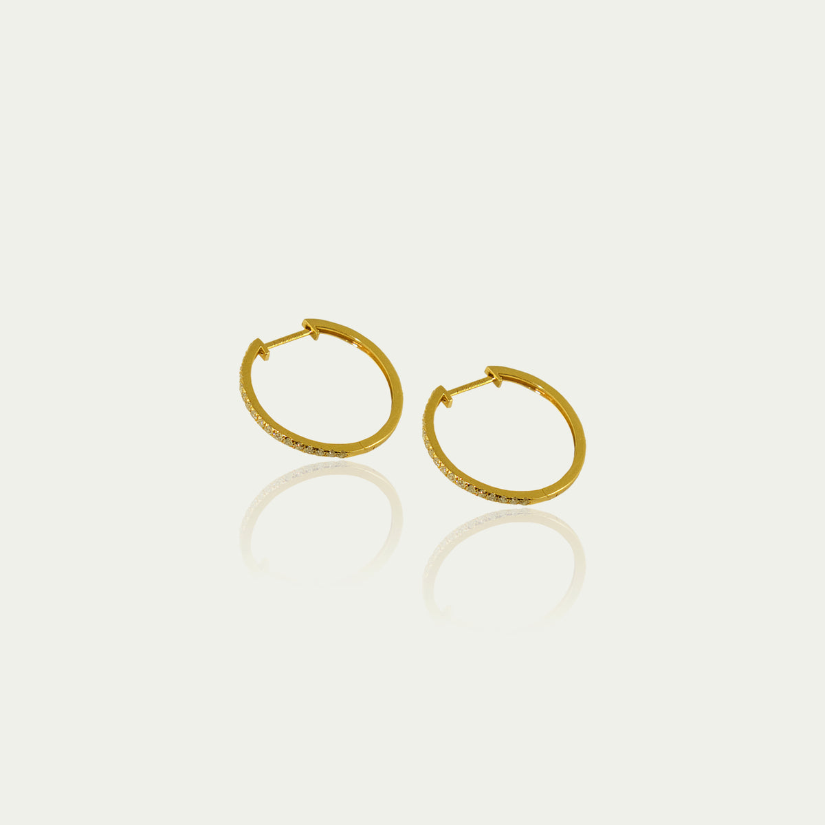 Creole Rund mit Diamanten 18mm – 18K Gelbgold | Sucre Fine Jewelry