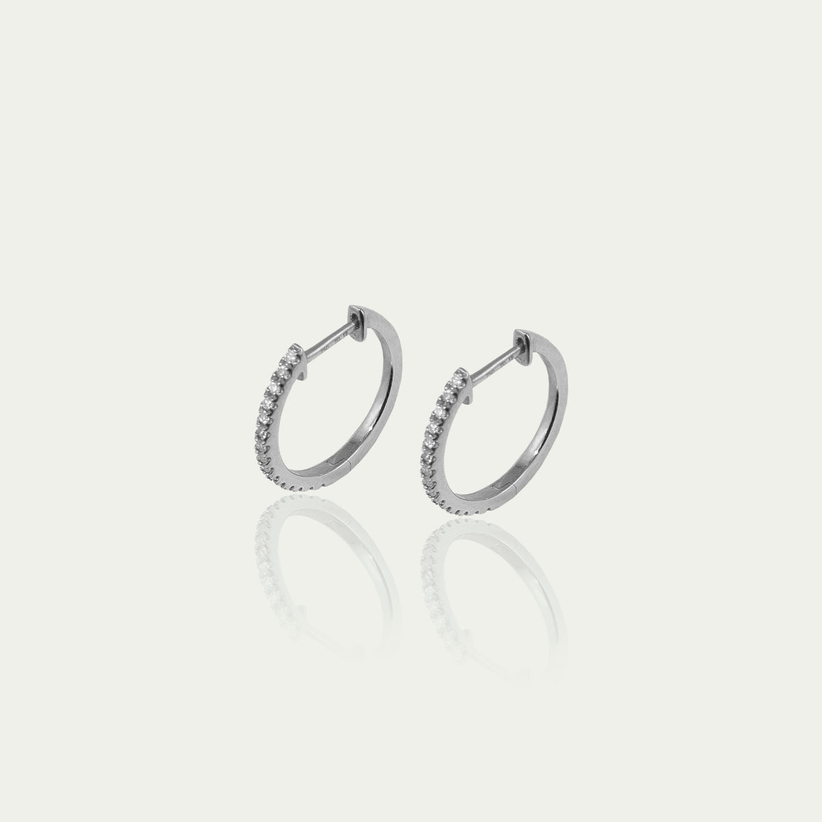 Creole Rund mit Diamanten – 18K Weißgold | Sucre Fine Jewelry