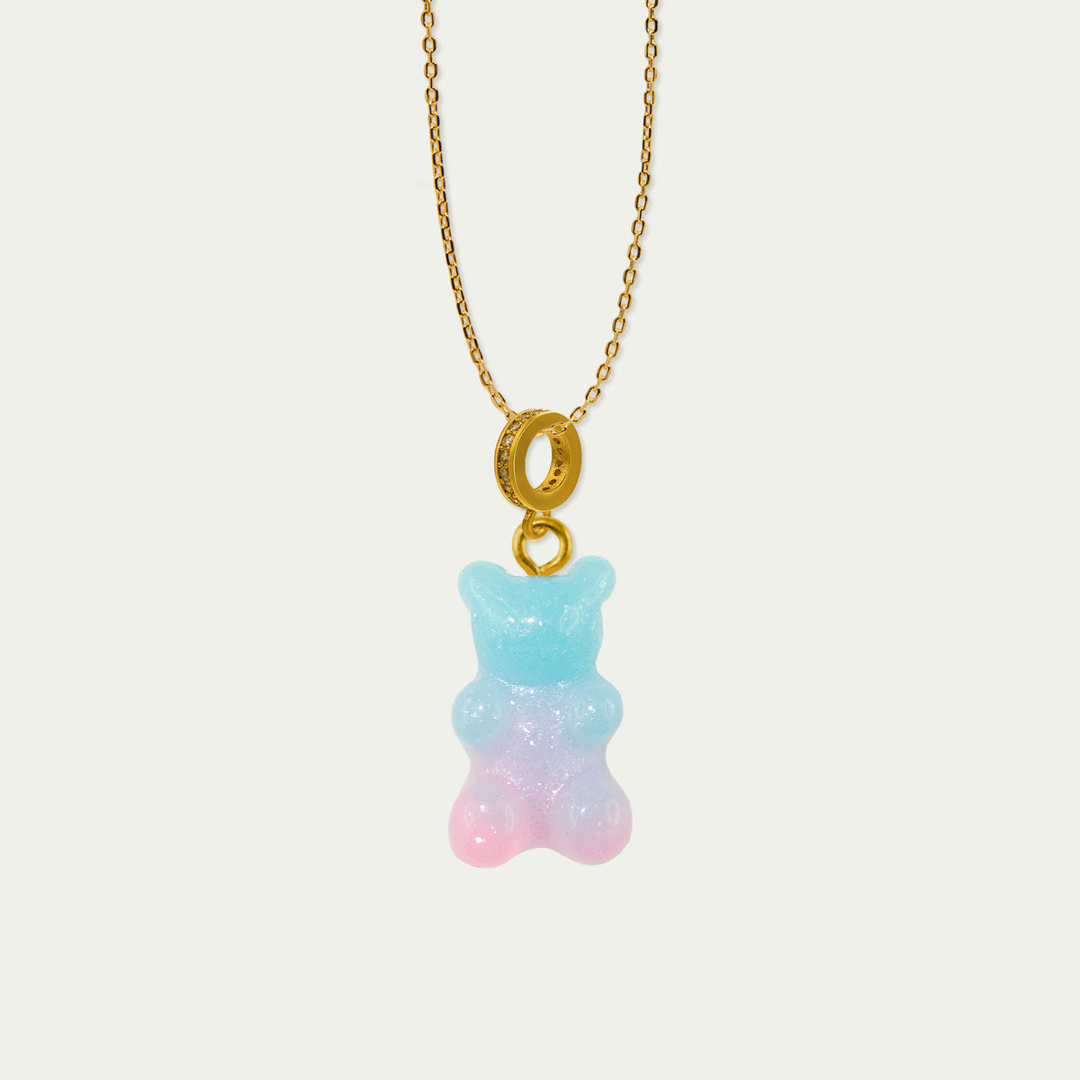 Halskette Happy Bear Blaurosa – vergoldet wasserfest | Sucre Fine Jewelry