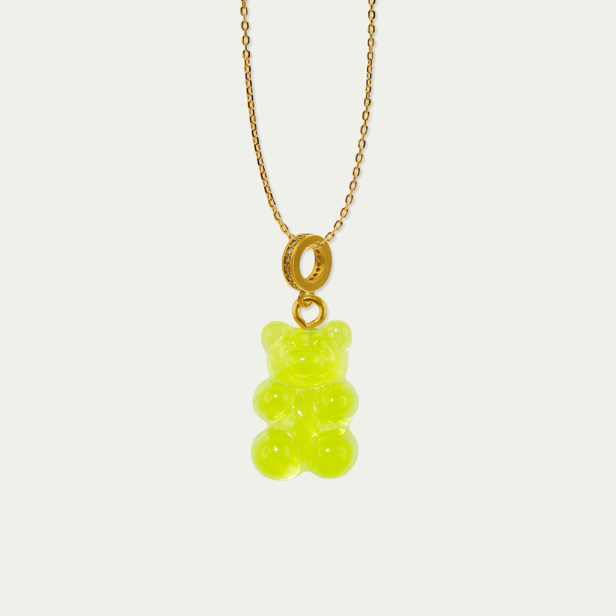 HHalskette Happy Bear Hellgrün – vergoldet wasserfest | Sucre Fine Jewelry