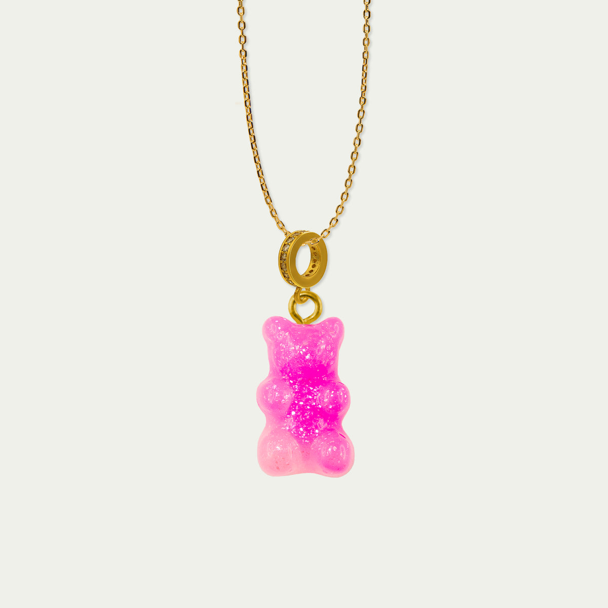 Halskette Happy Bear Pink – vergoldet wasserfest | Sucre Fine Jewelry