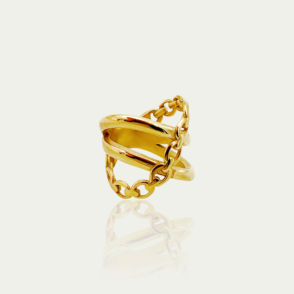 Statement Ring Cross Chain – Edelstahl vergoldet | Sucre Fine Jewelry