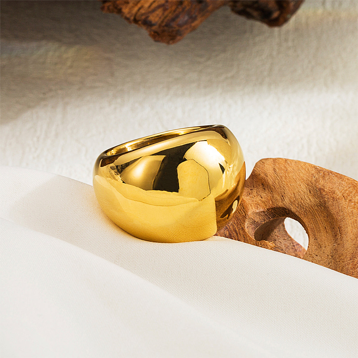 Statement Ring Round – Edelstahl vergoldet | Sucre Fine Jewelry