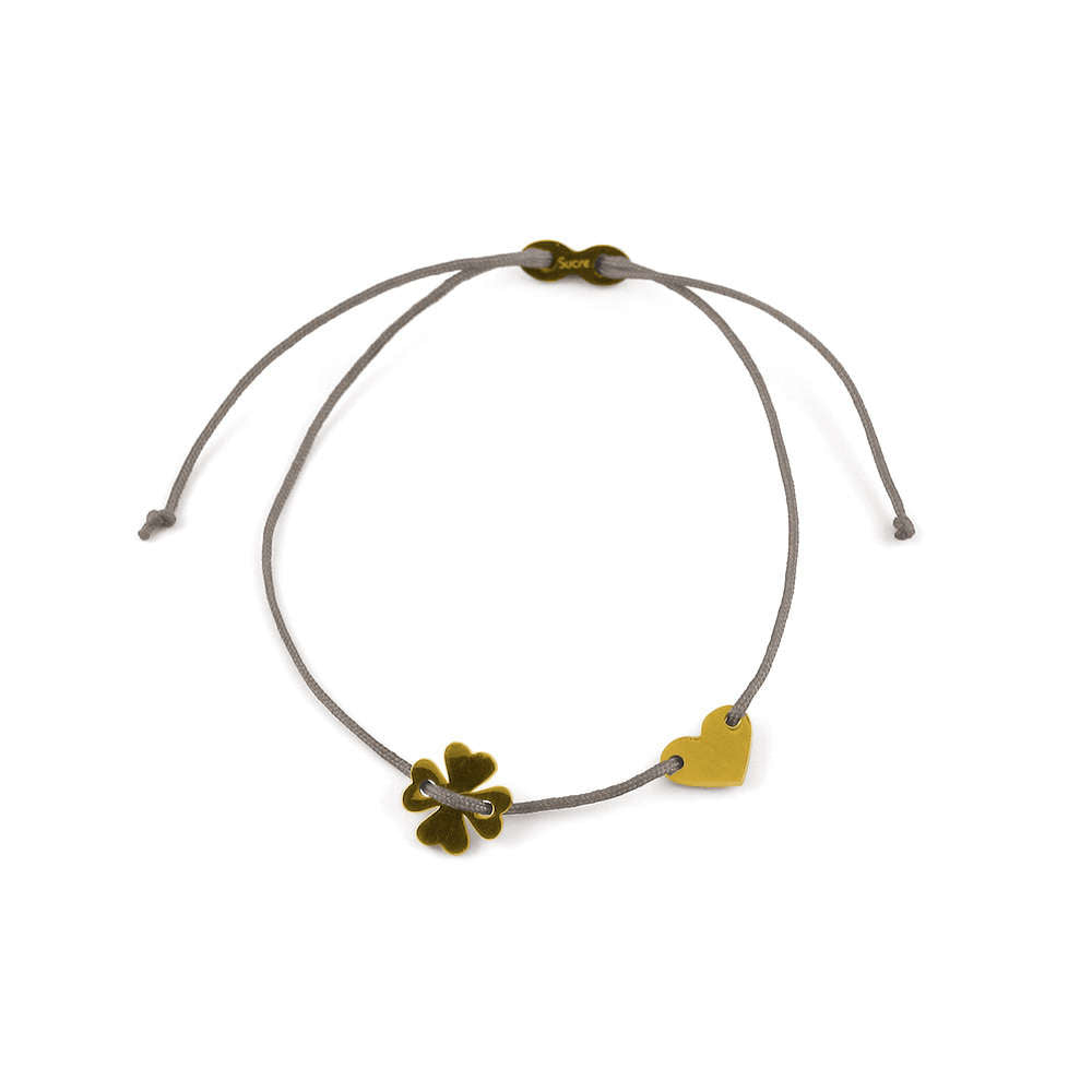 Glücksarmbändchen Kleeblatt/Herz – Edelstahl 18K Gelbgold vergoldet | Sucre Fine Jewelry