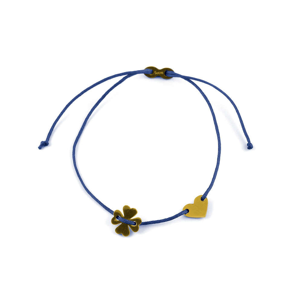 Glücksarmbändchen Kleeblatt/Herz – Edelstahl 18K Gelbgold vergoldet | Sucre Fine Jewelry