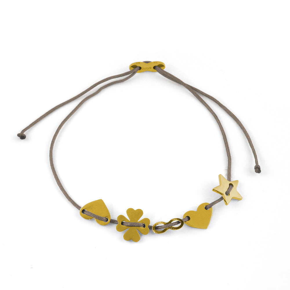 Glücksarmbändchen 5 Elements – Edelstahl 18K Gelbgold vergoldet | Sucre Fine Jewelry