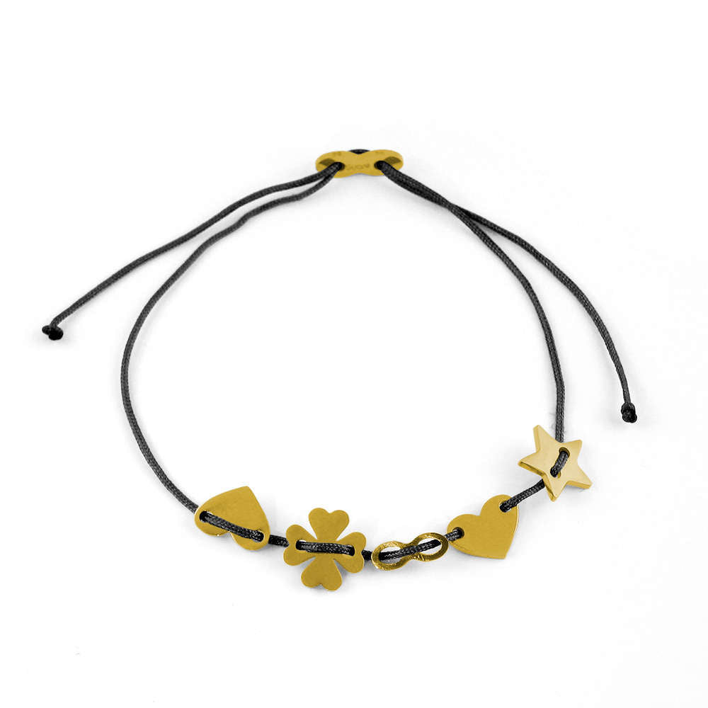 Glücksarmbändchen 5 Elements – Edelstahl 18K Gelbgold vergoldet | Sucre Fine Jewelry