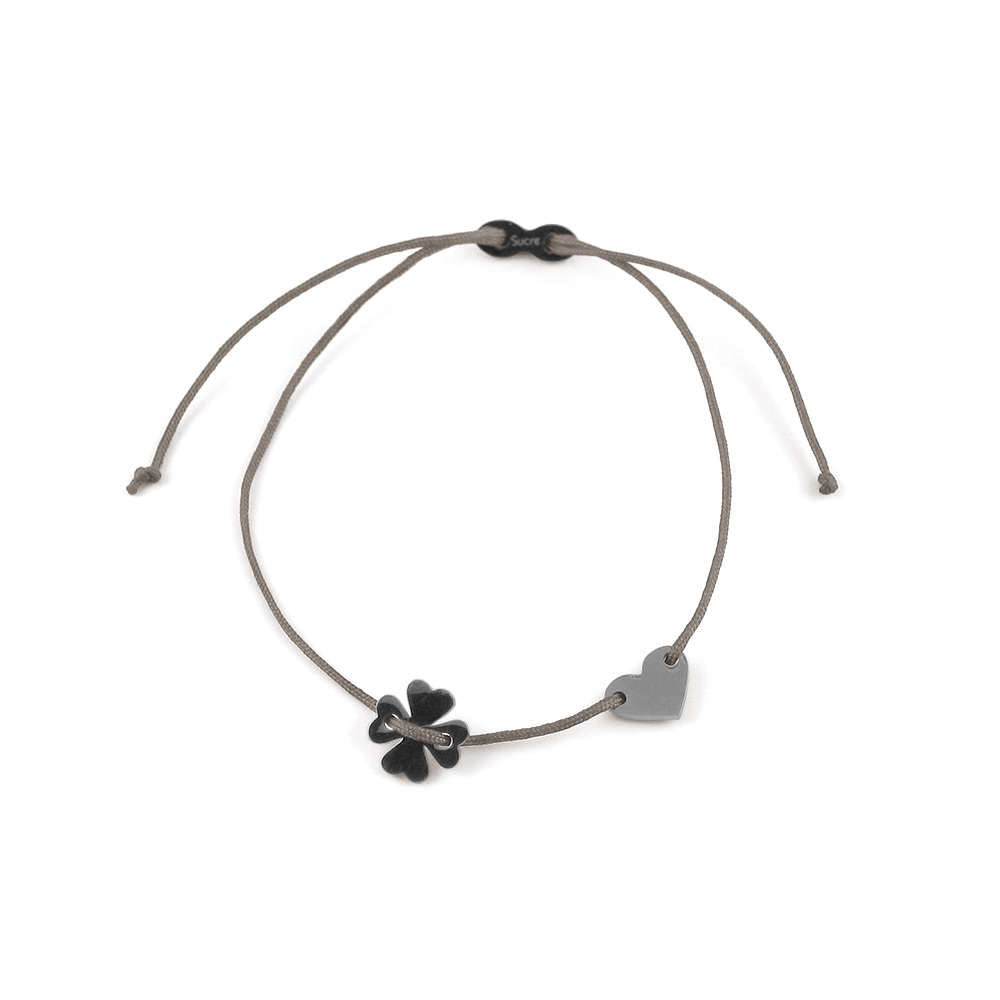 Glücksarmbändchen Kleeblatt/Herz – Edelstahl Silber | Sucre Fine Jewelry