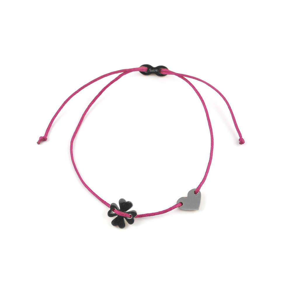 Glücksarmbändchen Kleeblatt/Herz – Edelstahl Silber | Sucre Fine Jewelry