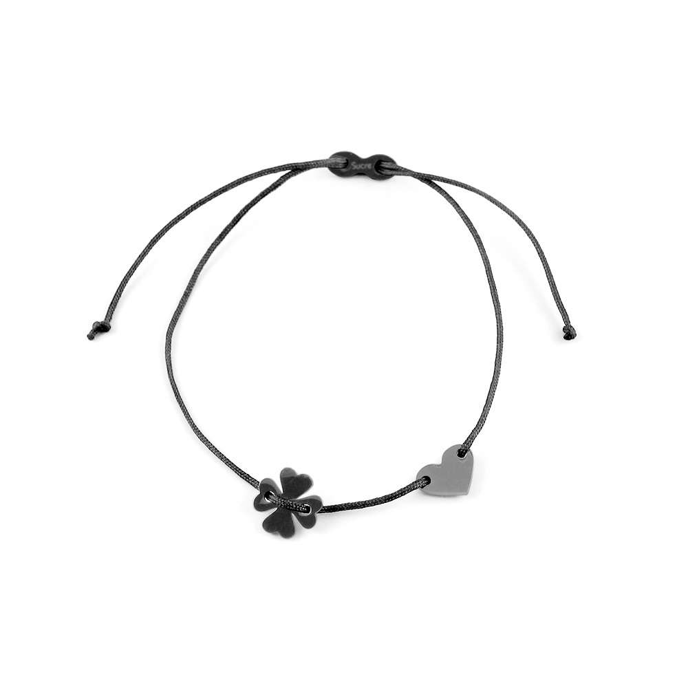 Glücksarmbändchen Kleeblatt/Herz – Edelstahl Silber | Sucre Fine Jewelry