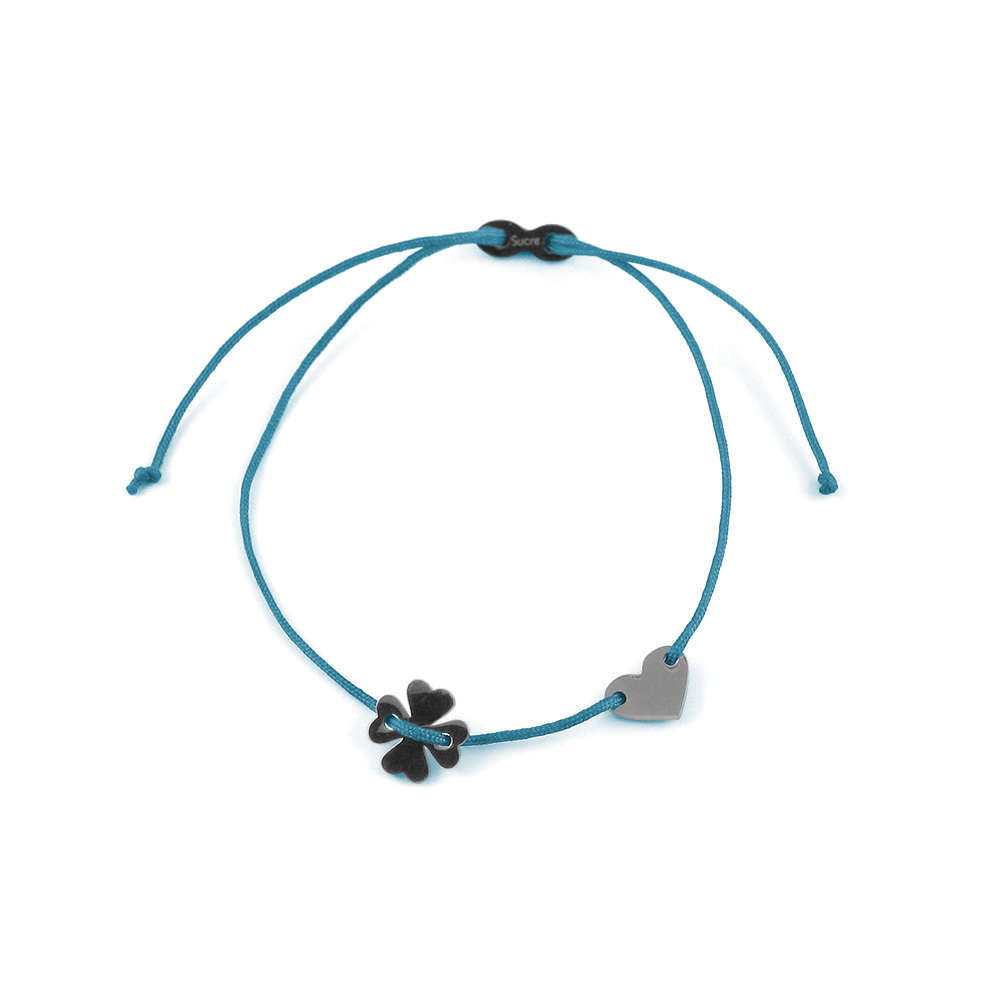 Glücksarmbändchen Kleeblatt/Herz – Edelstahl Silber | Sucre Fine Jewelry