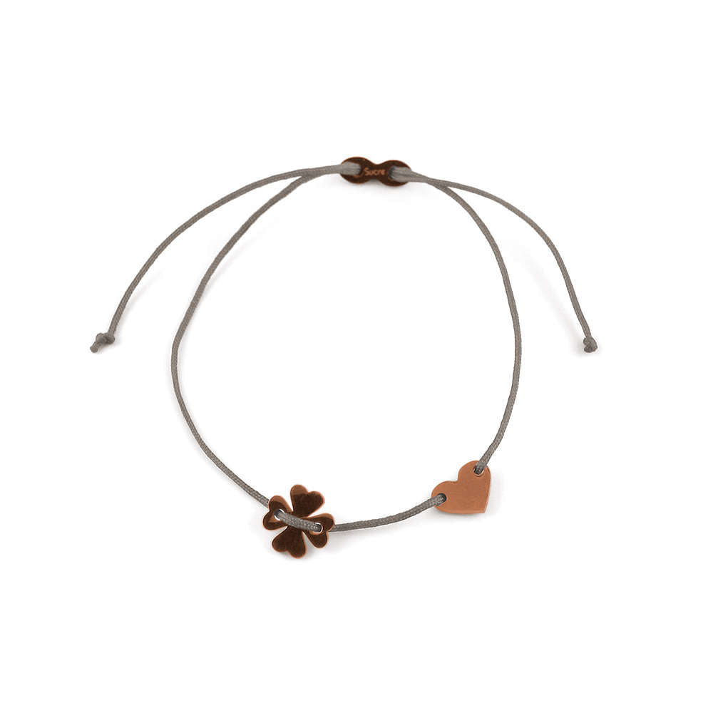 Glücksarmbändchen Kleeblatt/Herz – Edelstahl 18K Roségold vergoldet | Sucre Fine Jewelry