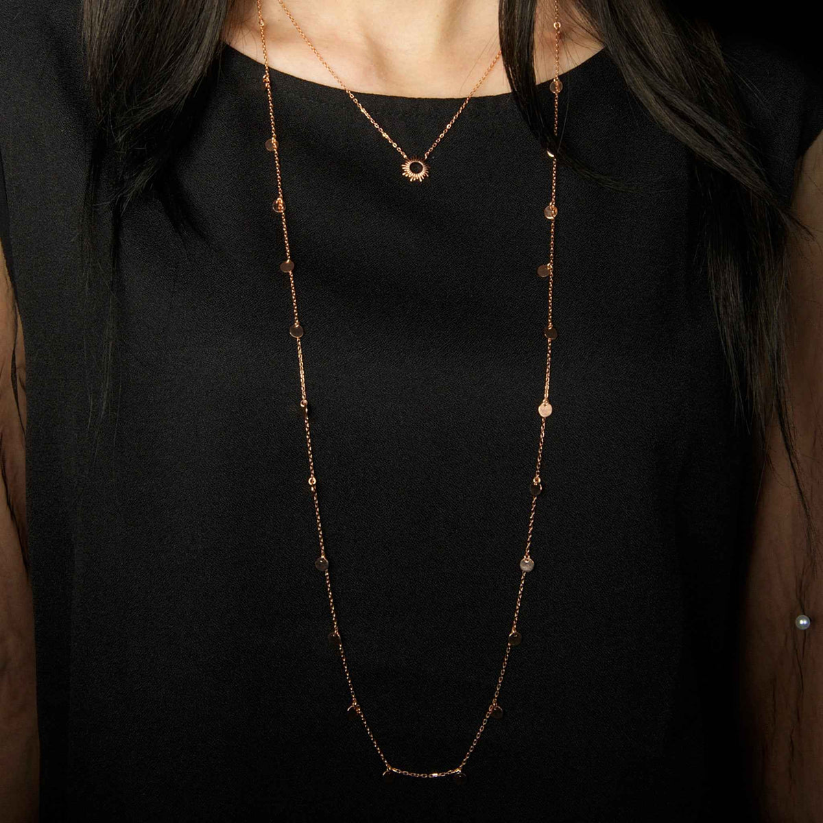Halskette Sun Gelbgold vergoldet getragen | Sucre Fine Jewelry