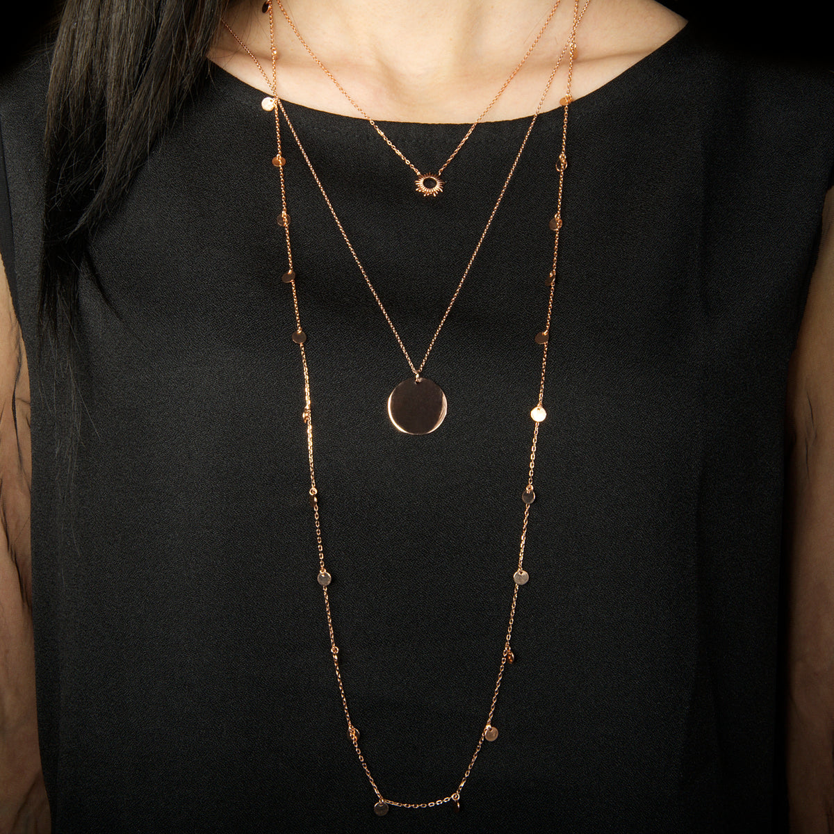 Halskette Big Coin Sterling Silber getragen | Sucre Fine Jewelry