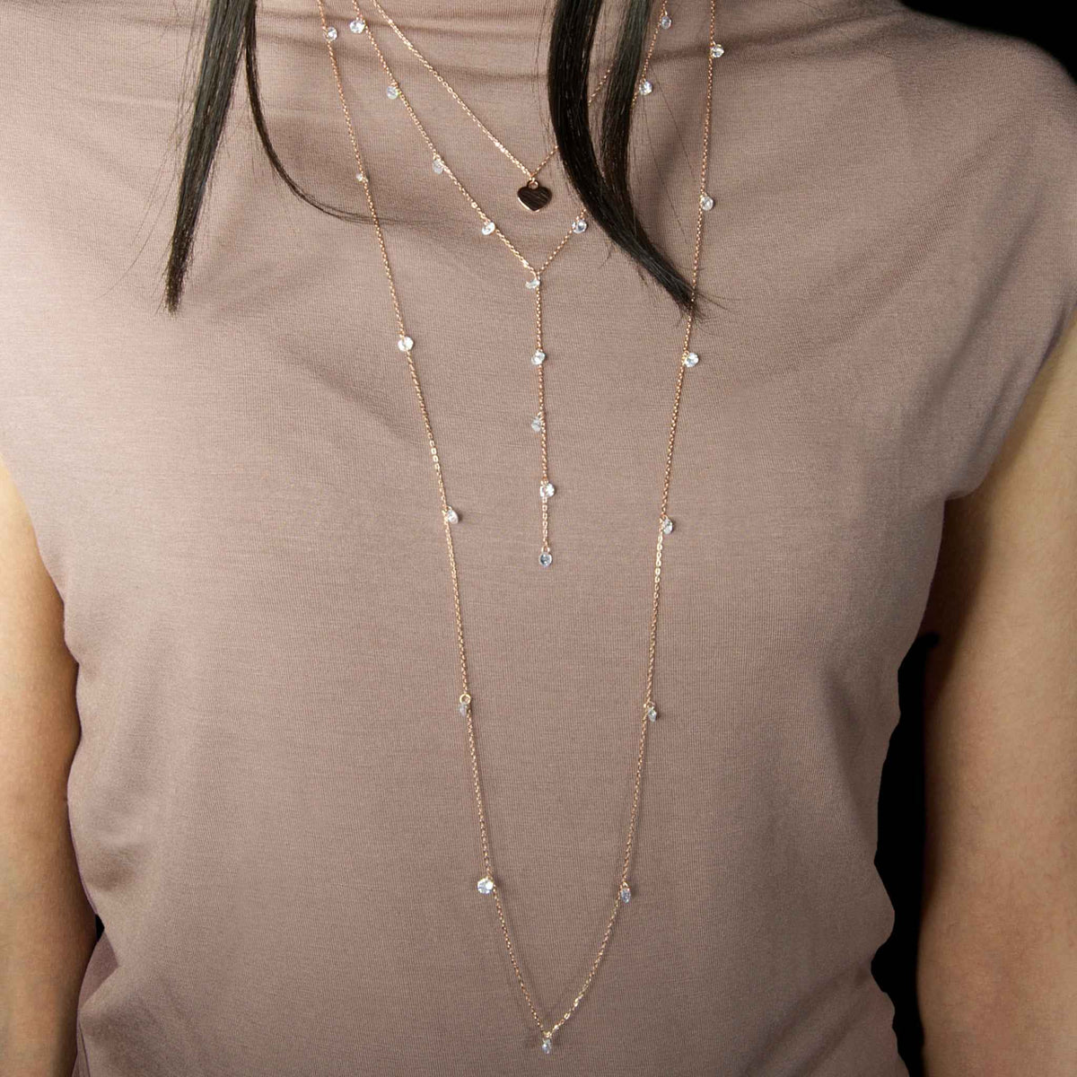 Halskette Pure Glam mit Zirkonia Gelbgold vergoldet getragen | Sucre Fine Jewelry