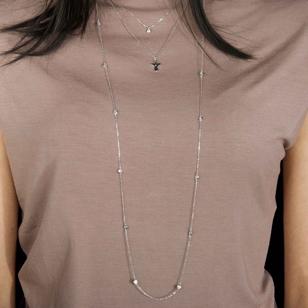 Halskette Engel mit Zirkonia Roségold vergoldet getragen | Sucre Fine Jewelry