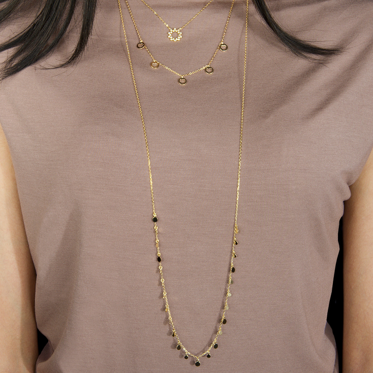 Halskette Sparkling Gelbgold vergoldet getragen | Sucre Fine Jewelry