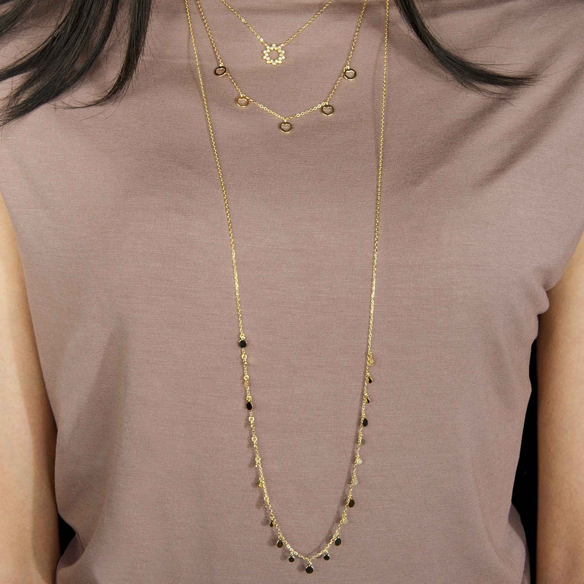 Halskette Disc Heart Roségold vergoldet getragen | Sucre Fine Jewelry