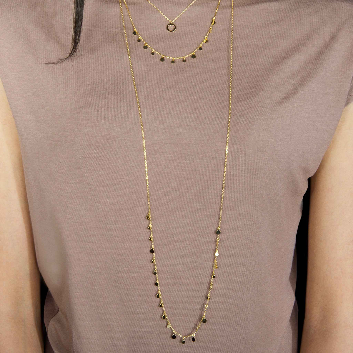 Halskette Disc Heart Roségold vergoldet getragen | Sucre Fine Jewelry