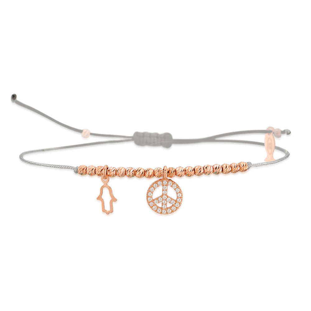 Glücksbändchen Peace – 925 Sterling Silber 18K Roségold vergoldet | Sucre Fine Jewelry