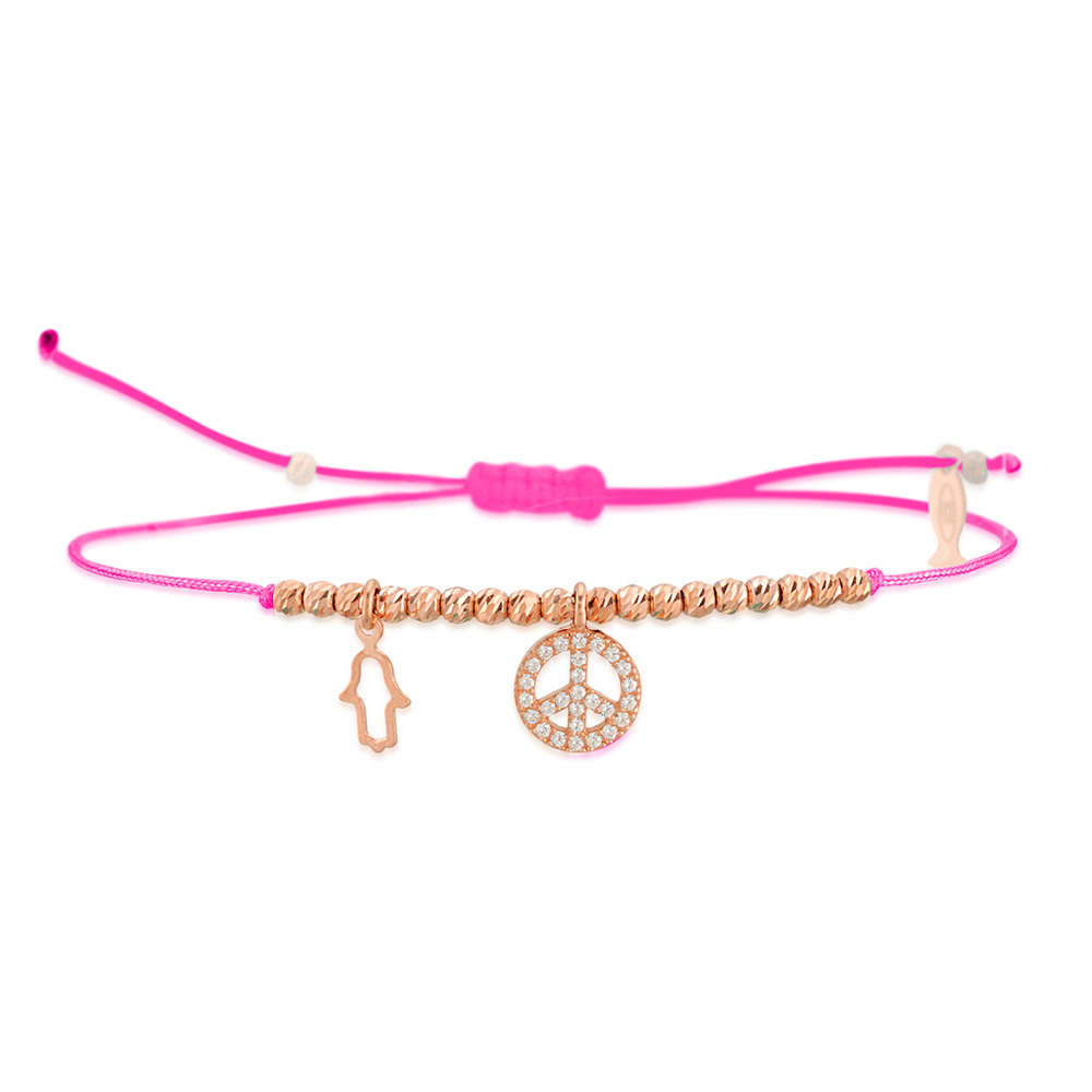Glücksbändchen Peace – 925 Sterling Silber 18K Roségold vergoldet | Sucre Fine Jewelry