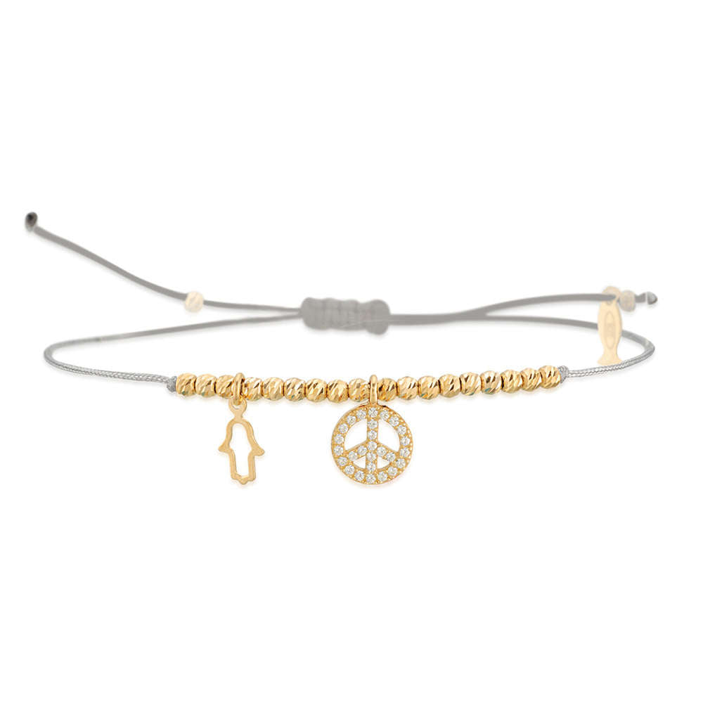 Glücksbändchen Peace – 925 Sterling Silber 18K Gelbgold vergoldet | Sucre Fine Jewelry