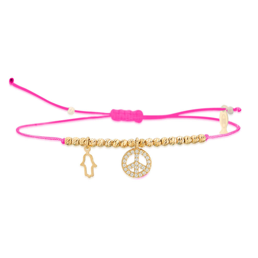 Glücksbändchen Peace – 925 Sterling Silber 18K Gelbgold vergoldet | Sucre Fine Jewelry