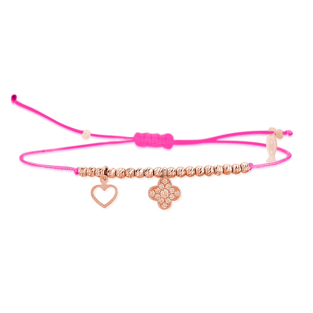 Glücksbändchen Kleeblatt – 925 Sterling Silber 18K Roségold vergoldet | Sucre Fine Jewelry