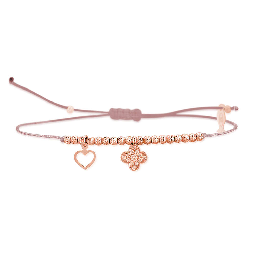 Glücksbändchen Kleeblatt – 925 Sterling Silber 18K Roségold vergoldet | Sucre Fine Jewelry