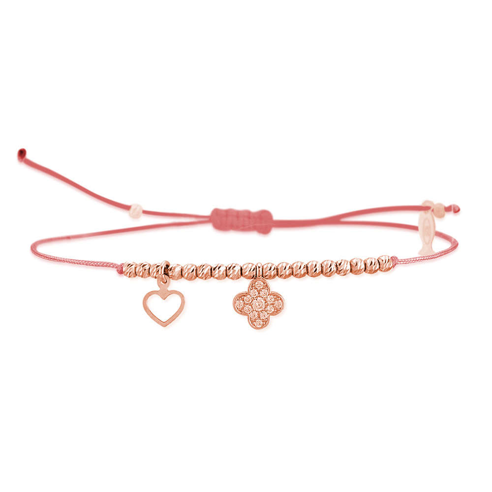 Glücksbändchen Kleeblatt – 925 Sterling Silber 18K Roségold vergoldet | Sucre Fine Jewelry
