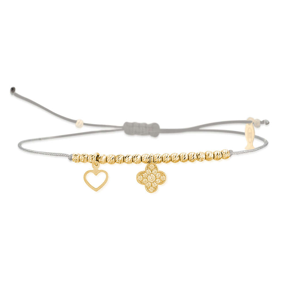 Glücksbändchen Kleeblatt – 925 Sterling Silber 18K Gelbgold vergoldet | Sucre Fine Jewelry