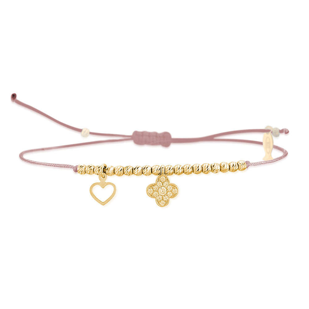 Glücksbändchen Kleeblatt – 925 Sterling Silber 18K Gelbgold vergoldet | Sucre Fine Jewelry